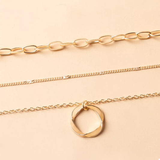 Three Layered Pendant Necklace in Silver - women's pendant necklace