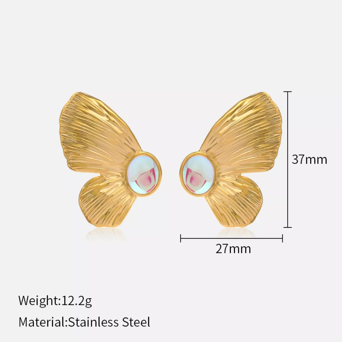 18K Gold-Plated Butterfly Wing Earrings - alternate earring view