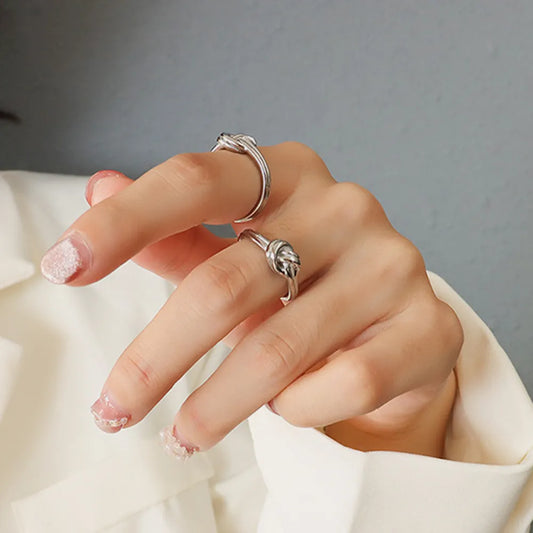 Titanium Steel Knot Ring in Silver - women's ring