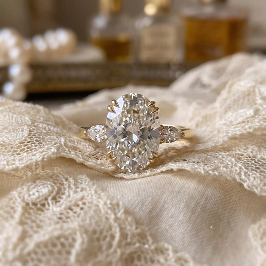18K Gold-Plated Zircon Oval Ring - alternate ring view