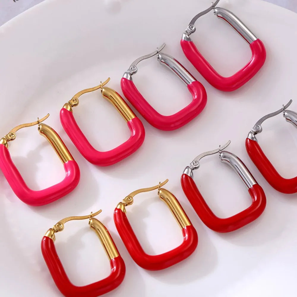 Stainless Steel Drip Oil Contrast Earring - alternate earring view