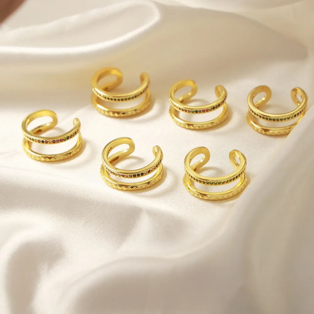 Gold-Plated Czech Diamond Double-Layered Ring - alternate ring view