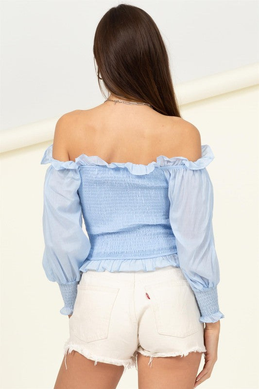 Off-Shoulder Smocked Blouse