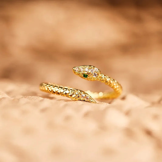Snake Shape 18K Gold-Plated Bypass Ring - alternate ring view