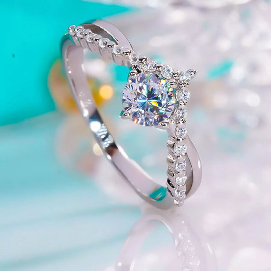 Moissanite Sterling Silver Ring - alternate ring view