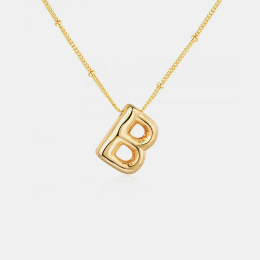 Gold-Plated Bubble Initial Necklace in Style B - women's necklace