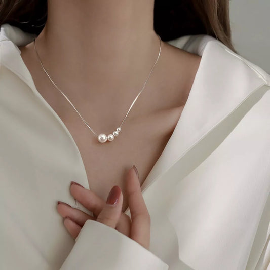 Pearl Sterling Silver Necklace - alternate necklace view
