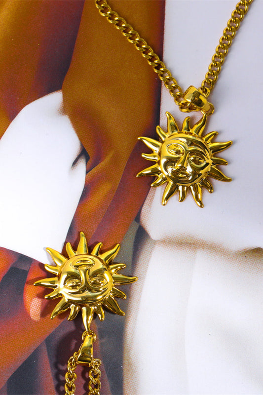 Sun Pendant Copper Necklace - alternate necklace view