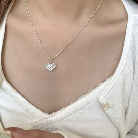 Sterling Silver Heart Necklace - alternate necklace view
