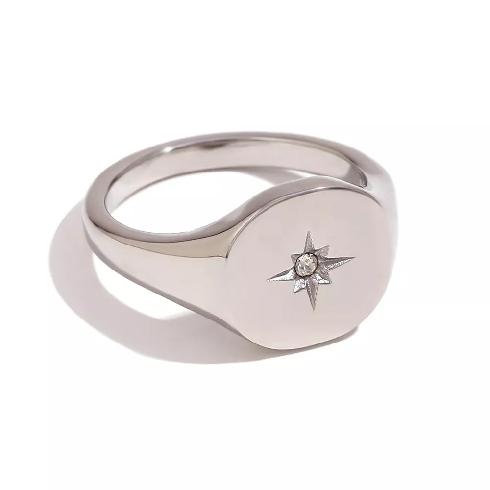 Minimalist North Star Signet Ring - alternate ring view
