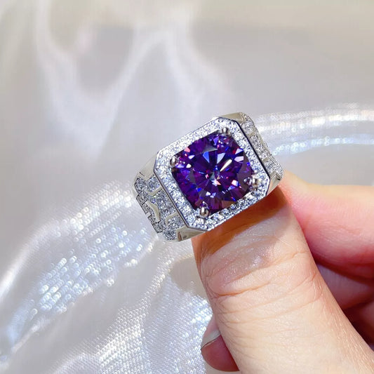 5 Carat Sterling Silver Moissanite Ring in Heliotrope Purple - women's ring