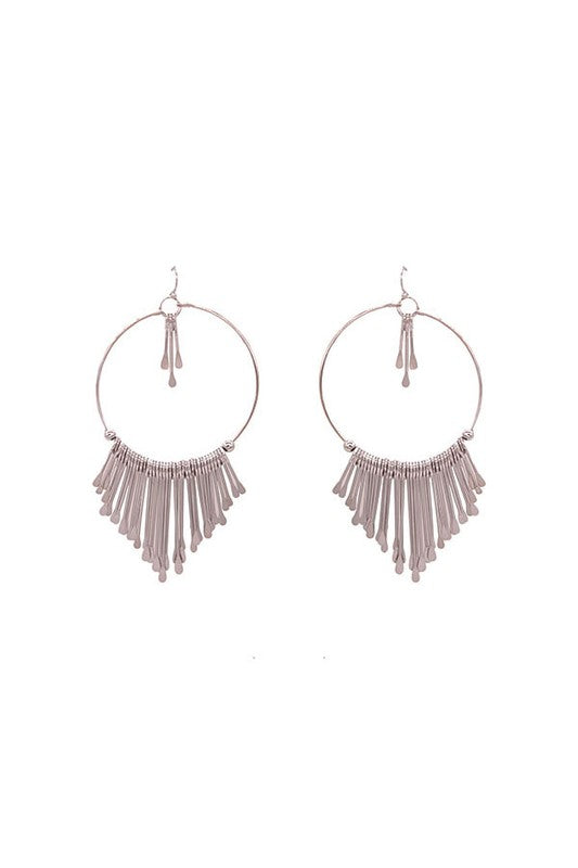 Brass Fringe Hoop Earrings