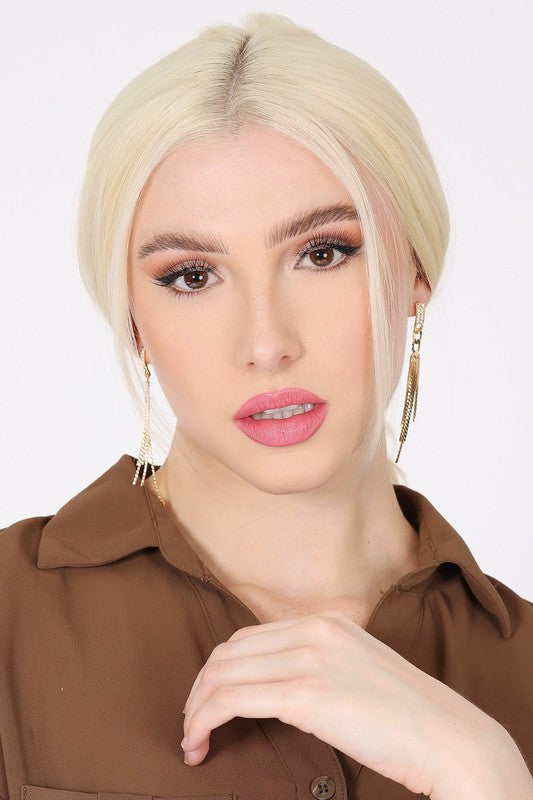 Pave Stone Fringe Earrings