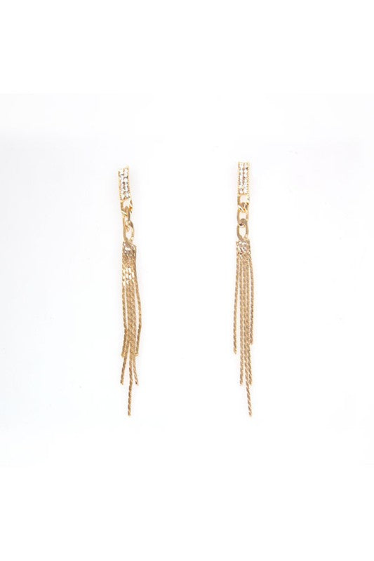 Pave Stone Fringe Earrings