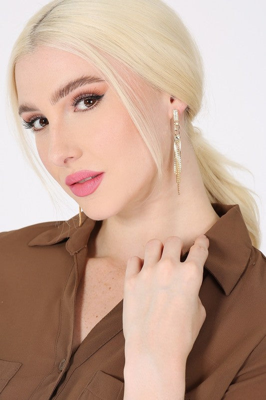 Pave Stone Fringe Earrings
