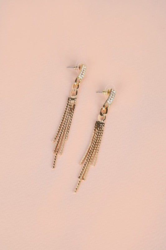 Pave Stone Fringe Earrings