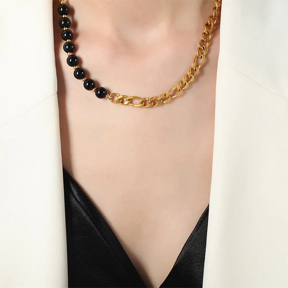 Bead Detail Chunky Chain Necklace - alternate necklace view