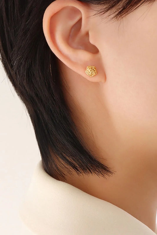 Titanium Steel Flower Stud Earrings in Silver - women's stud earrings
