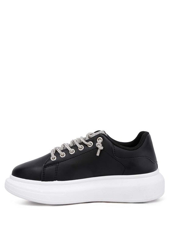Rhinestones Lace-Up Sneakers