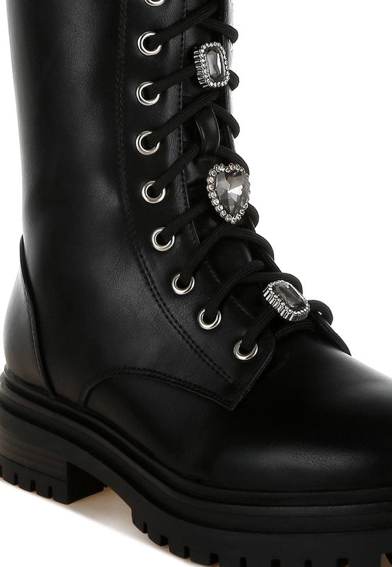 Rhinestone Jewelled Chunky Boots