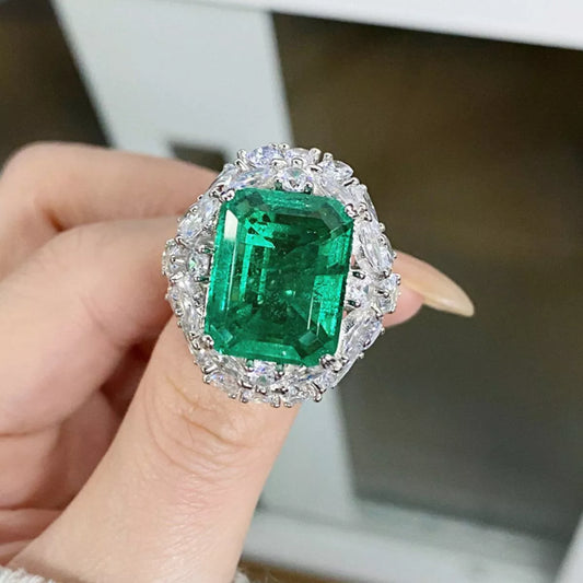 Sterling Silver Zircon Ring in Dark Green - women's ring