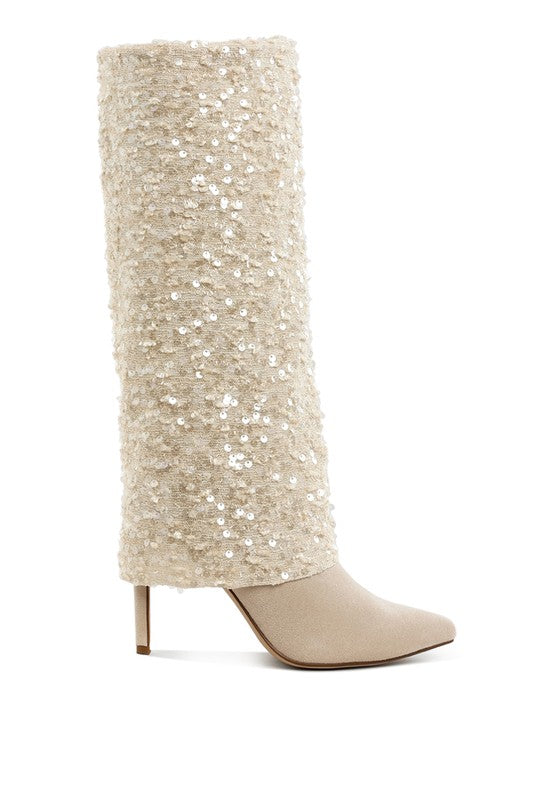 Sequinned Fold-Over Boots