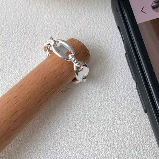 Sterling Silver Pig's Snout Ring - alternate ring view