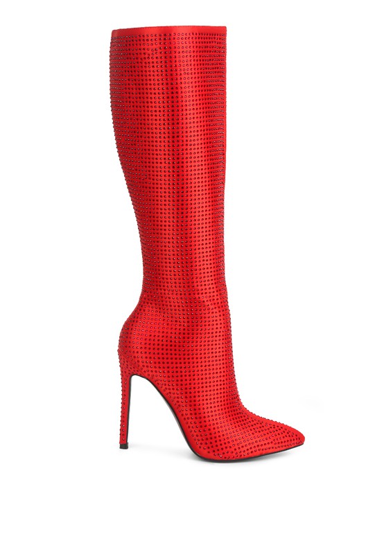 Satin High Heel Calf Boots