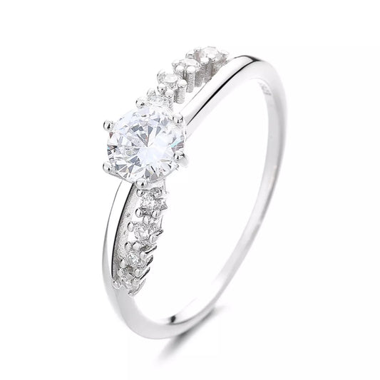 Sterling Silver Zircon Ring in Silver - women's ring