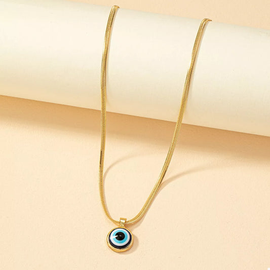 18K Gold-Plated Evil Eye Pendant Necklace - alternate necklace view
