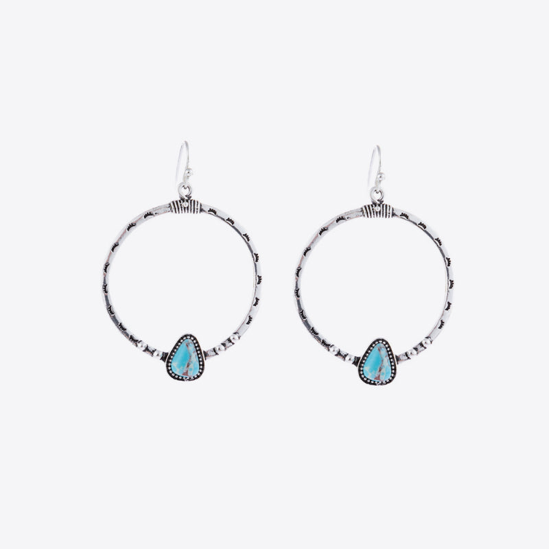 Artificial Turquoise Drop Earrings - alternate earring view