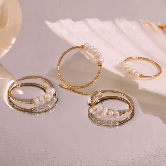 18K Gold-Plated Baroque Pearl Ring in Gold - women's ring
