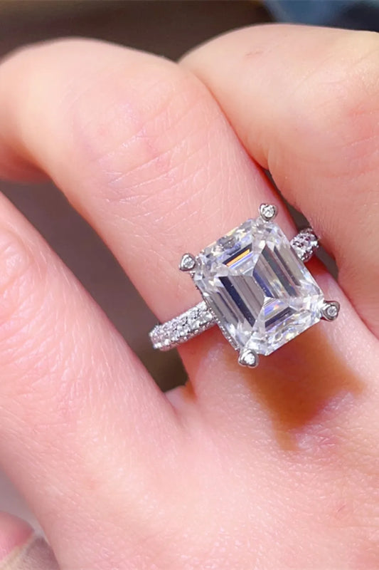 5 Carat Moissanite Sterling Silver Ring in Silver - women's ring