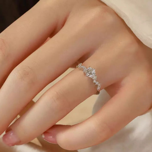 1 Carat Moissanite Sterling Silver Ring - alternate ring view
