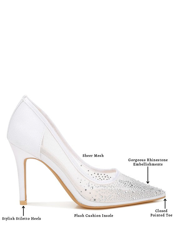 Mesh Rhinestone Pumps