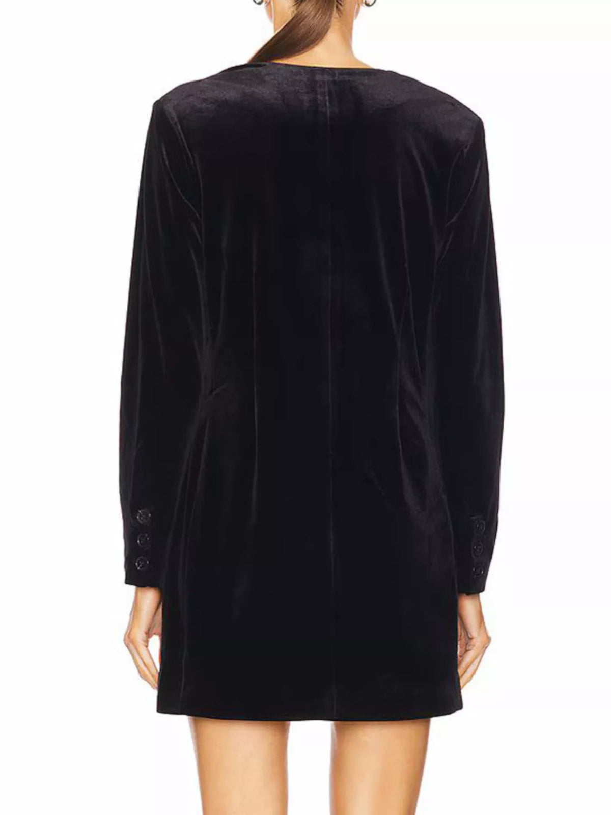Velvet Double-Breasted Blazer Dress in Dark Green - Blossom's