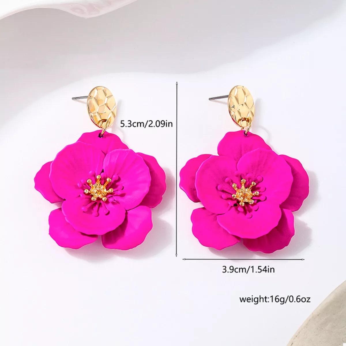 Floral Statement Drop Earrings with Gold Accent - alternate earring view