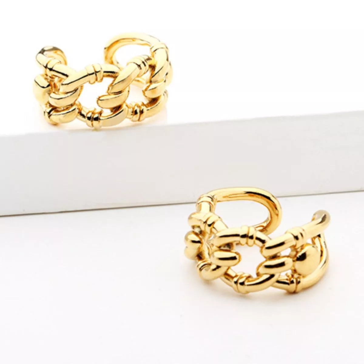 18K Gold-Plated Chain Link Open Ring - alternate ring view