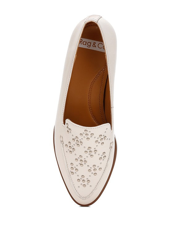 Studded Genuine Leather Loafers