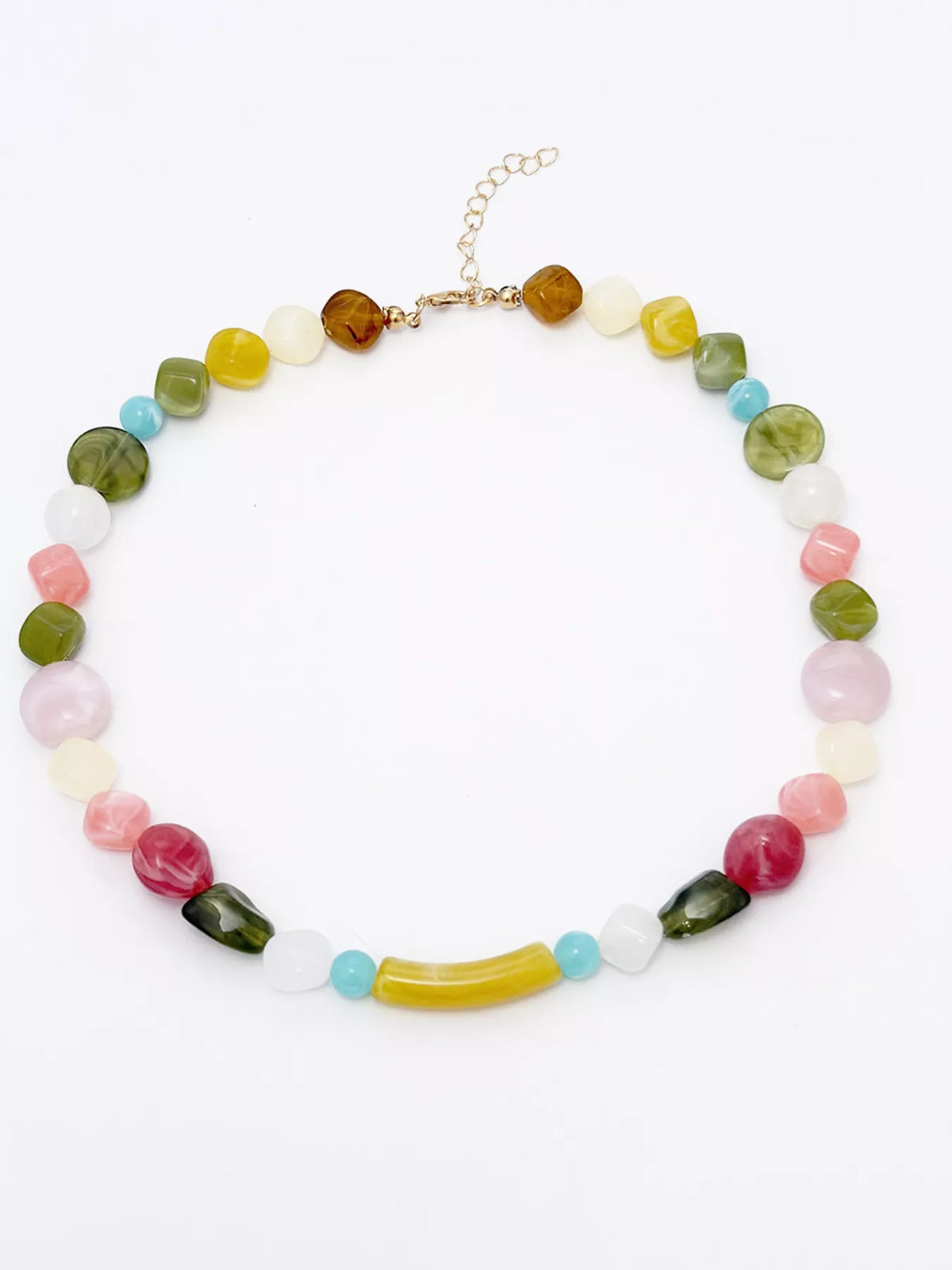 Colorful Beaded Choker Necklace - alternate necklace view