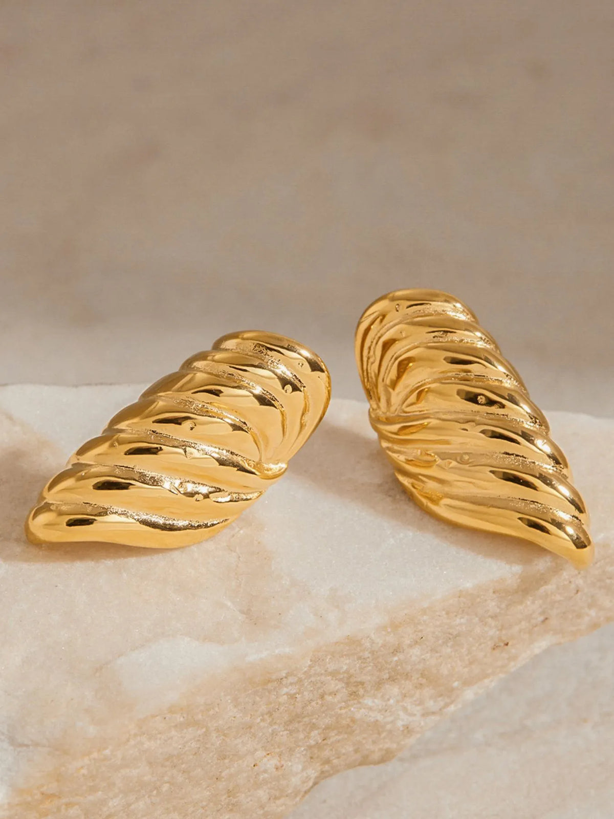 18K Gold-Plated Angel Wing Stud Earrings - alternate earring view