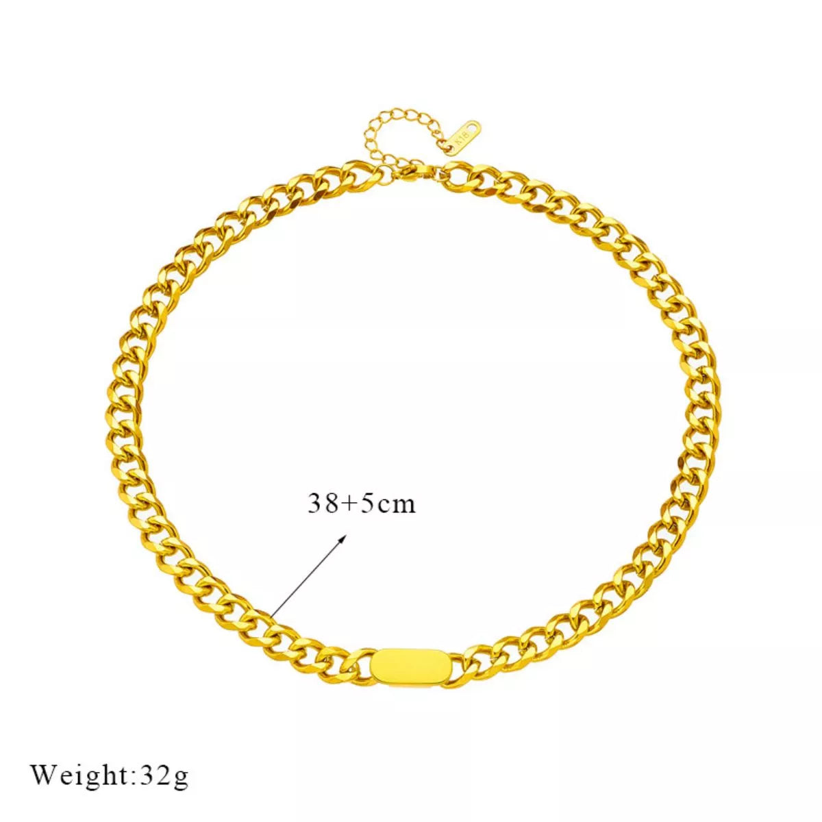Stainless Steel Bar Chain Necklace and Bracelet Set - alternate necklace view