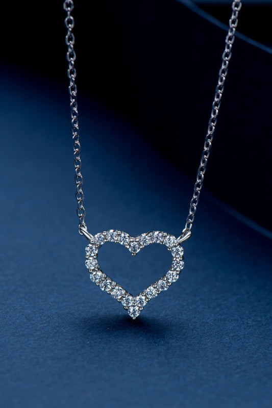 Adored Moissanite Platinum-Plated Heart Necklace - alternate necklace view