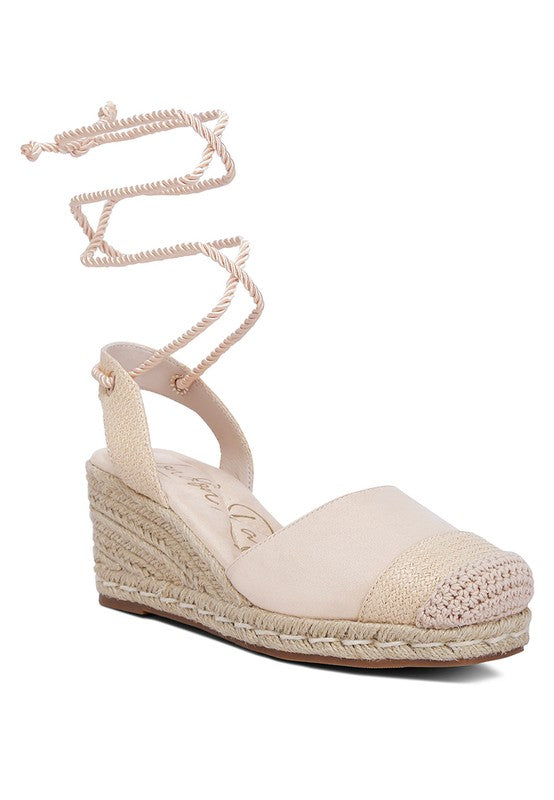 Lace-Up Espadrille Wedge Sandals