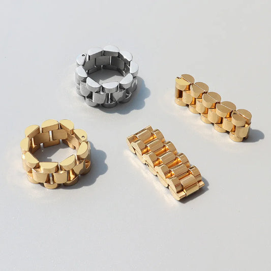 Plated Titanium Steel Ring in Gold - women's ring