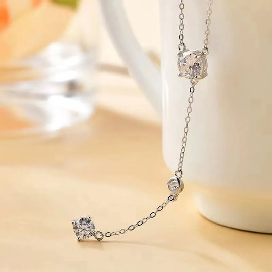 1.5 Carat Moissanite Sterling Silver Necklace - alternate necklace view