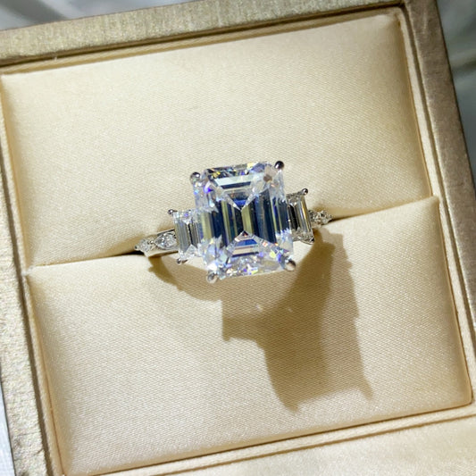 5 Carat Moissanite Sterling Silver Ring in Silver - women's ring