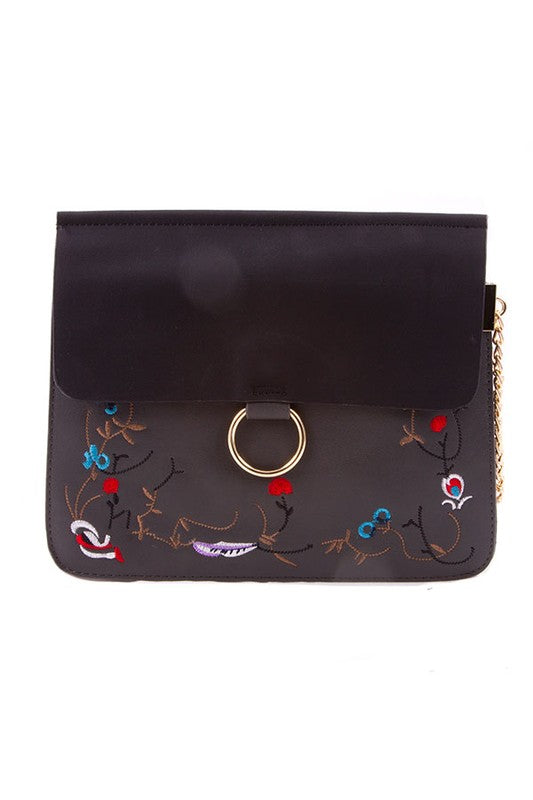 Embroidered Floral Purse
