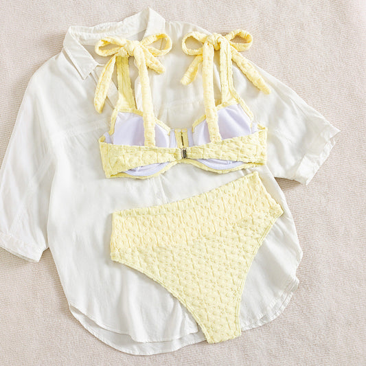 Bikini Sexy Split Two Piece Set Swimsuit Solid Color Bikini Swimsuit