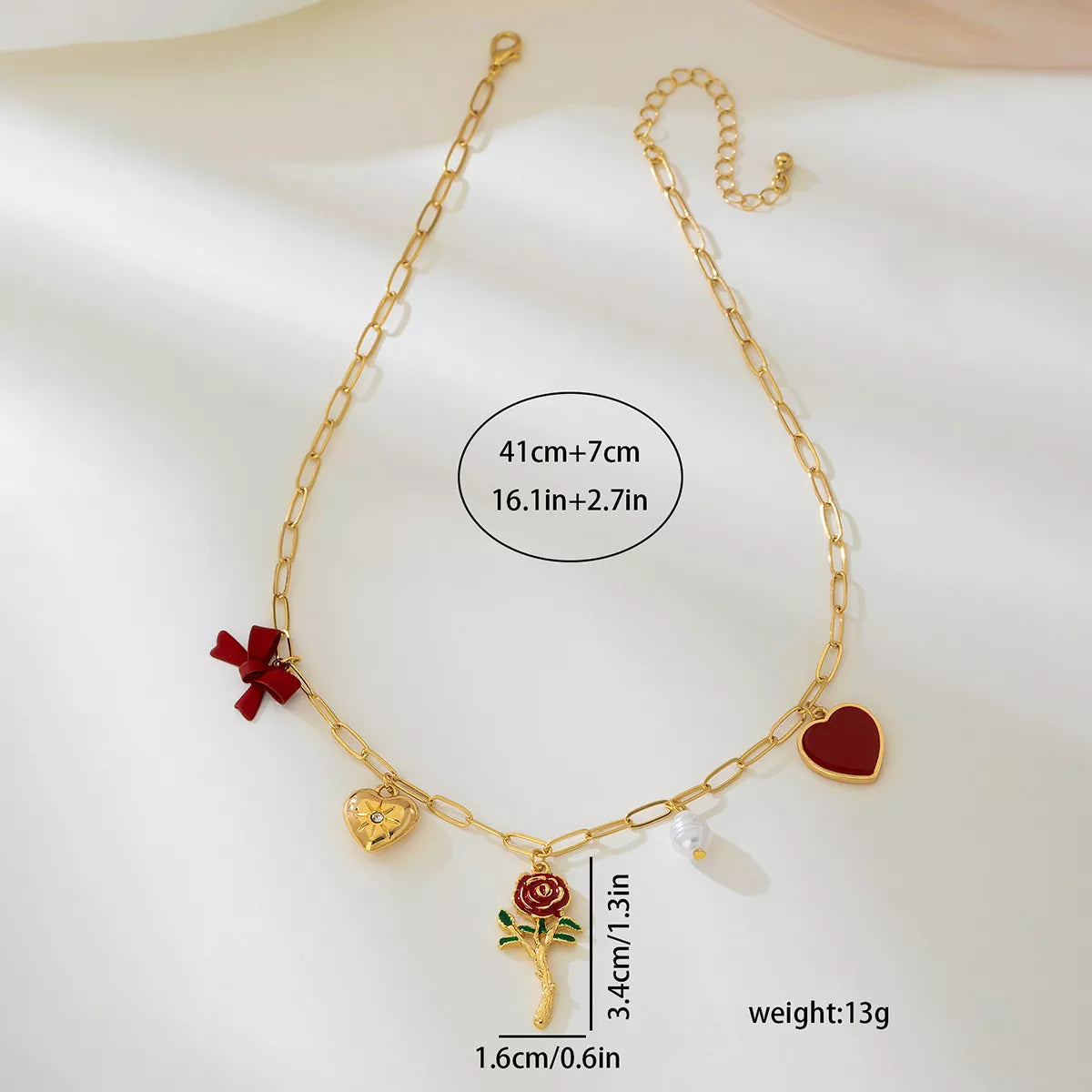 18K Gold-Plated Alloy Chain Necklace with Pendant - alternate necklace view